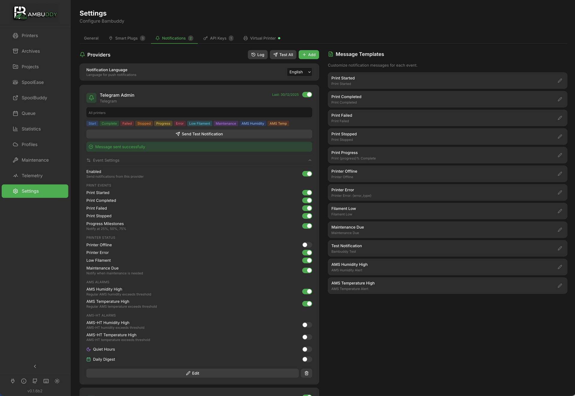 Notifications Settings